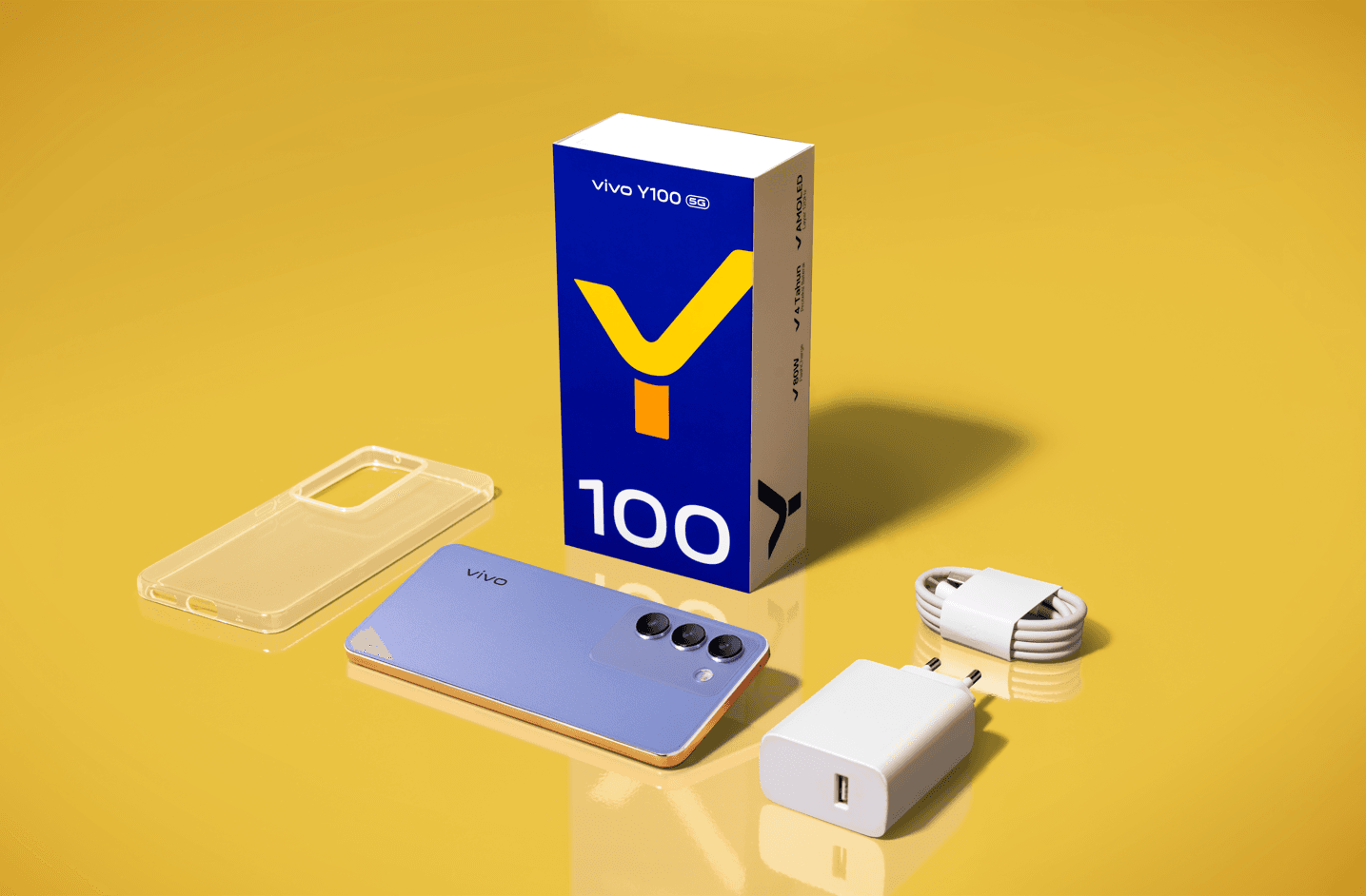 vivo Indonesia unveiled the vivo Y100 5G, setting new standards for design and performance in the Indonesian smartphone market. 
Pic: vivo Y100 5G Orchid Purple package